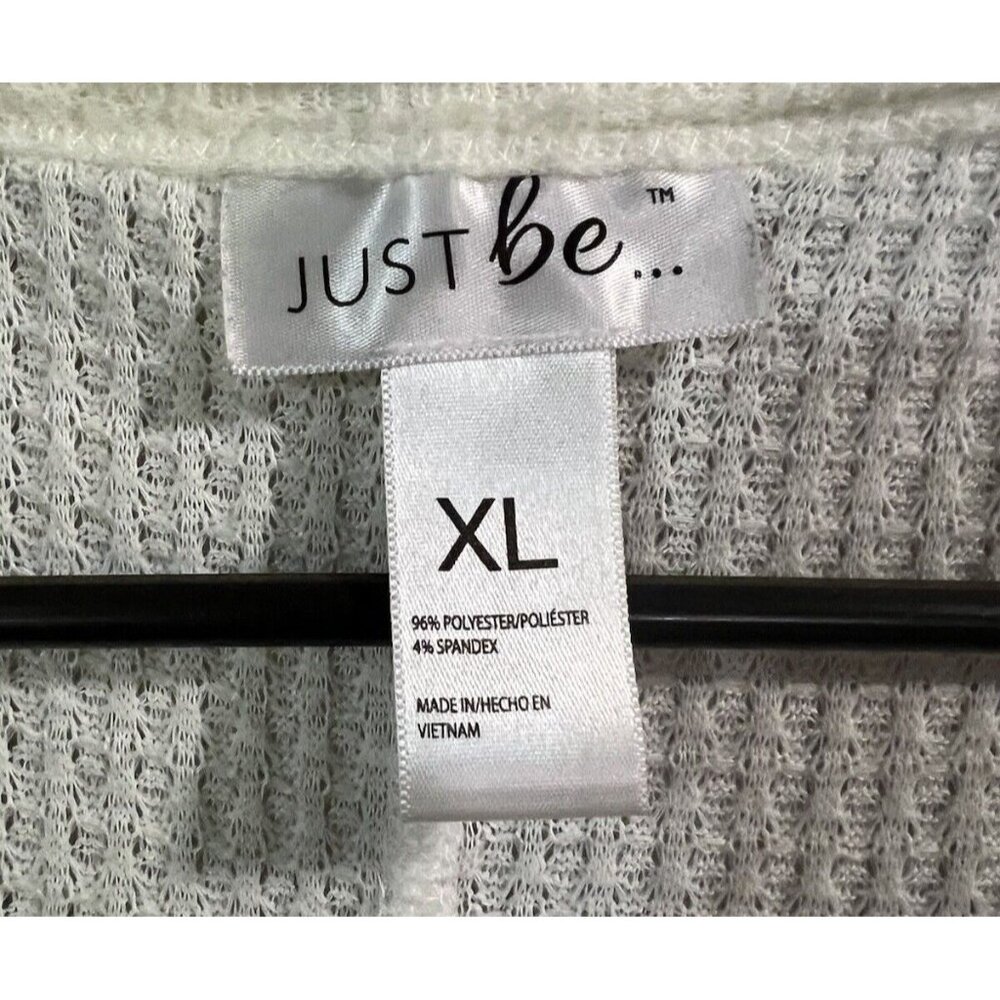 Just Be Womens Cream Color Long Sleeve V Neck Top Shirt XL SHEER - Picture 3 of 3